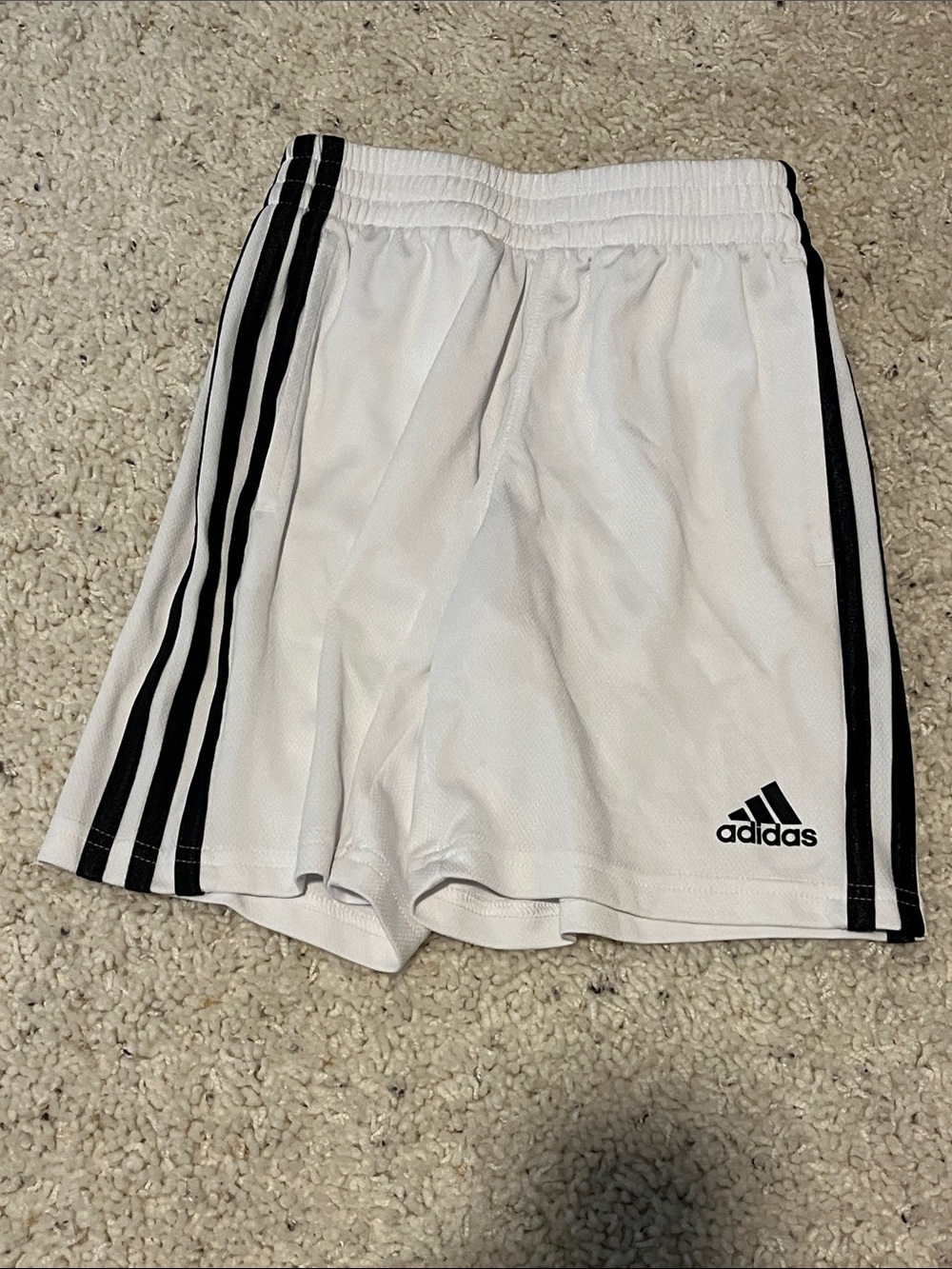 adidas Men’s White Athletic Shorts with Black Stripes